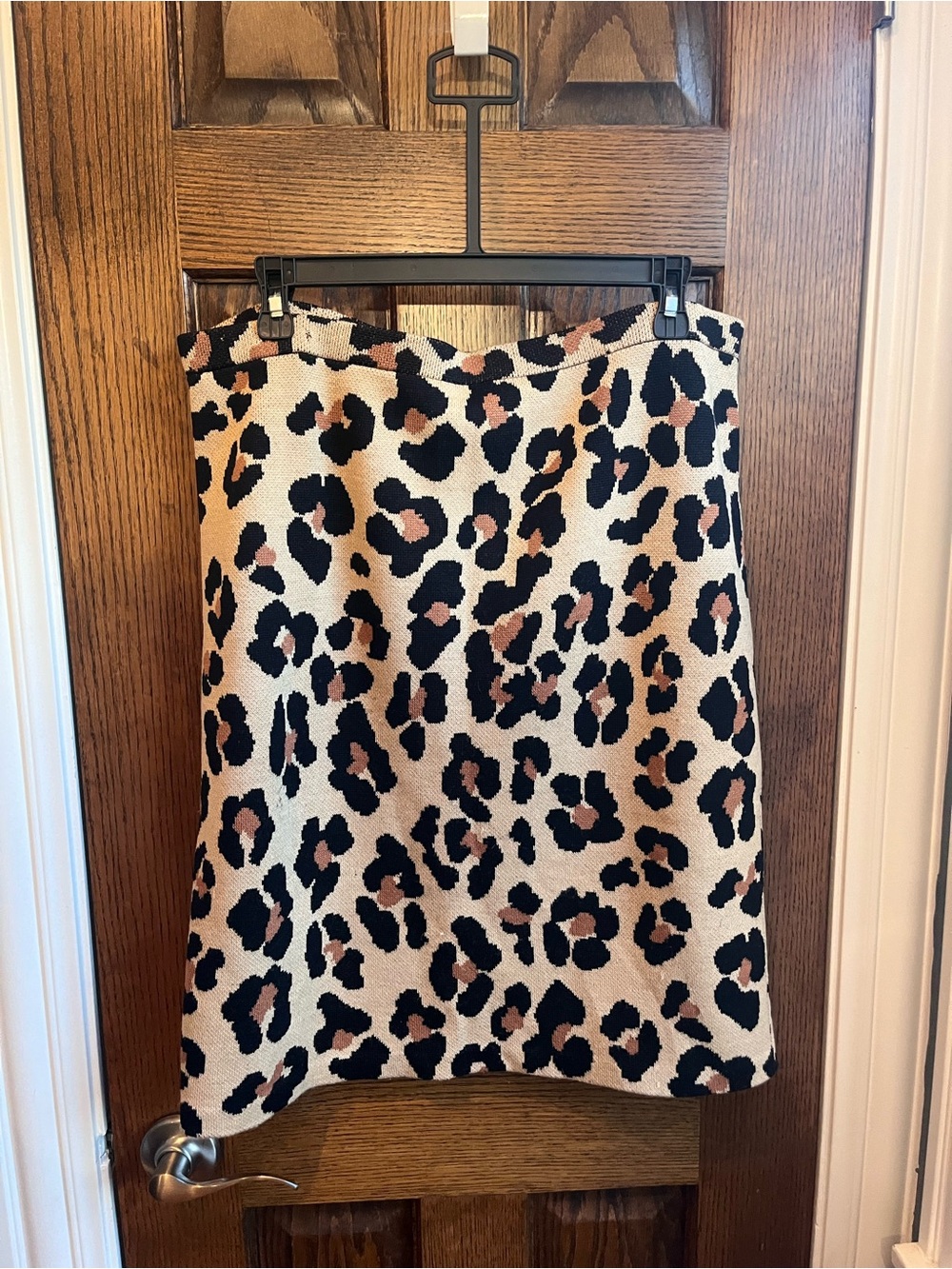 St. John Collection Leopard-Print Knit Pencil Skirt in Cream, Brown and Black